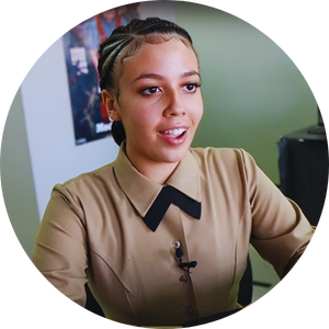  teen girl in uniform smiling